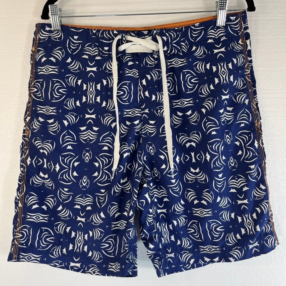 Reyn Spooner‎ Swim Trunks Board Shorts Mens Size 32 Navy Blue White Pattern